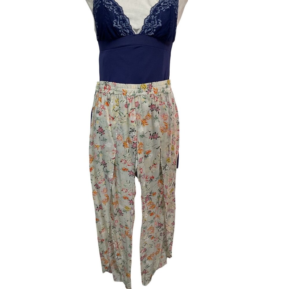 Womens Floral Lounge Pajama Pants Small 100% Rayon